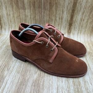 Grenson Suede Derby Men's Size 10.5 F UK 9.5 Brown Leather Trim Dress Shoes